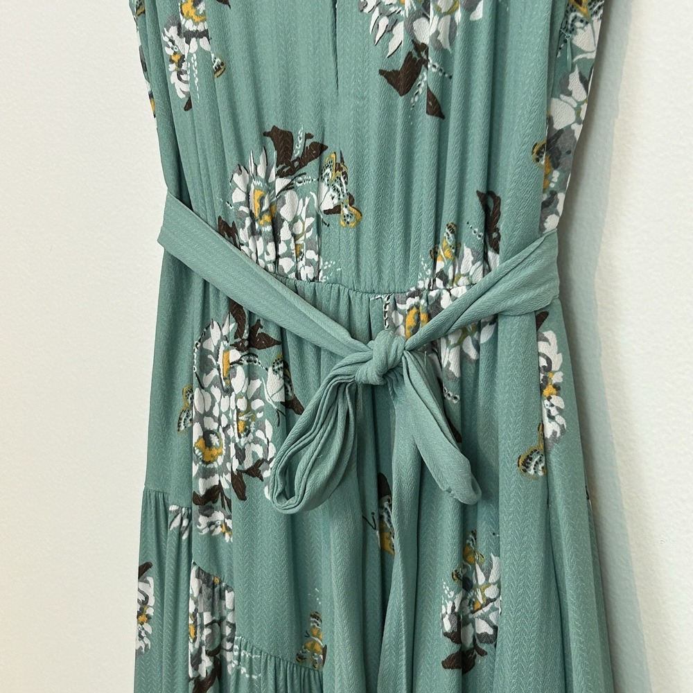 Free People Size 0 All I Got Floral Printed Maxi Dress Green Tiered Boho - Picture 11 of 16
